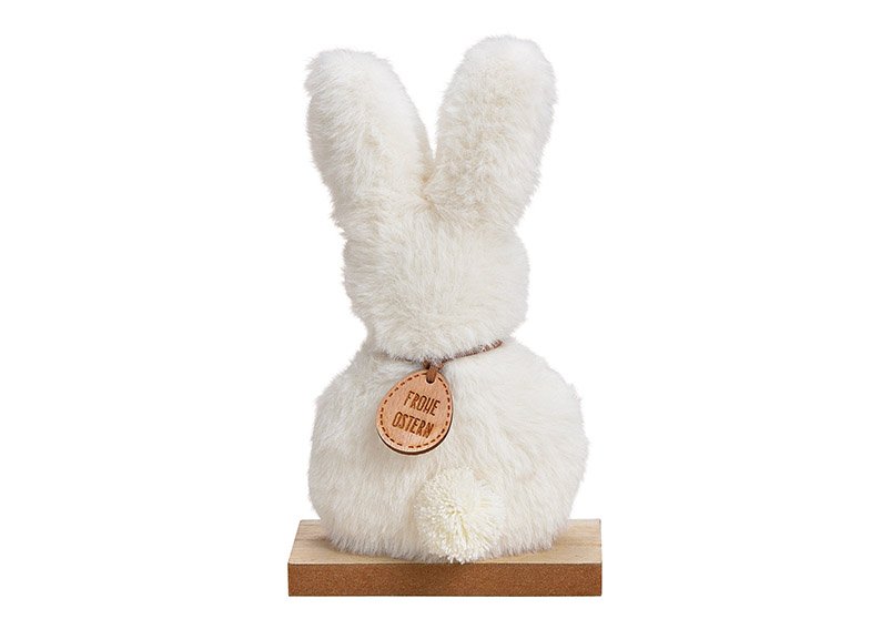 Plush rabbit stand on a white wooden base (w / h / d) 11x19x5cm