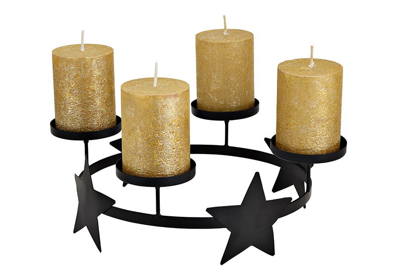 Advent wreath, candle holder, star decor metal black (W/H/D) 33x10x33cm