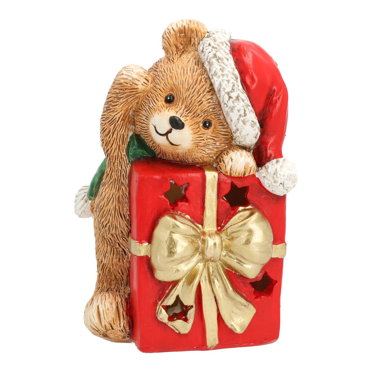 Bär mit Geschenk LED aus Poly Bunt (B/H/T) 10x16x10cm Teddybär, Spielzeug