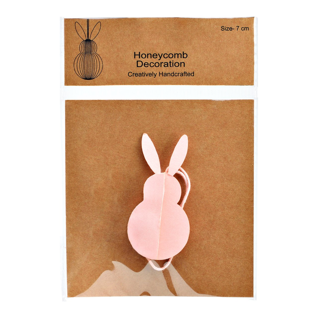 Suspension Honeycomb lapin en papier/carton rose (L/H/P) 6x10x6cm