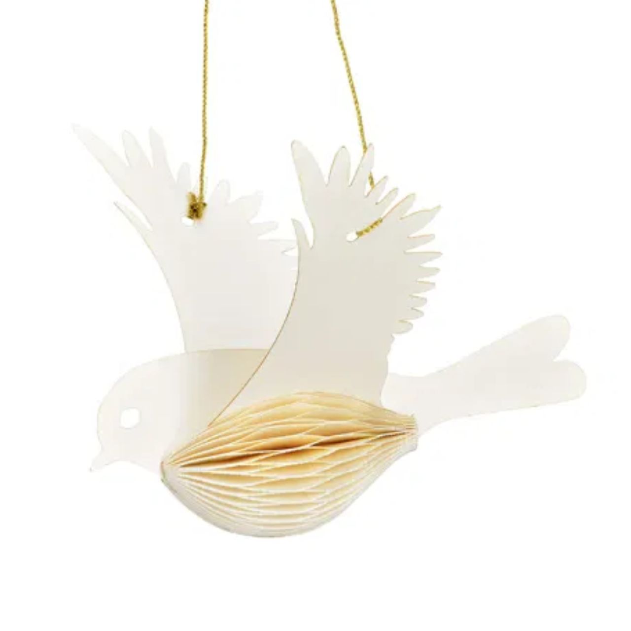 Honeycomb bird hanger made of paper/cardboard, white (W/H/D) 15x15x5cm