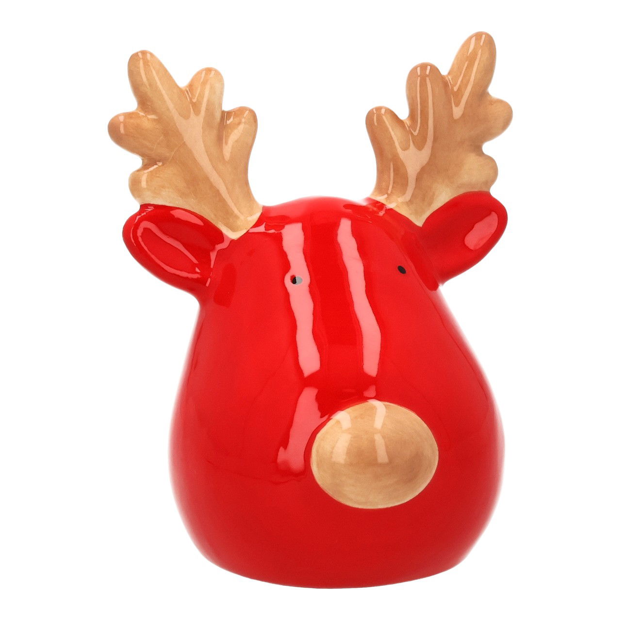 Tête de renne en céramique rouge (L/H/P) 9.8x11.8x8.7cm Figur