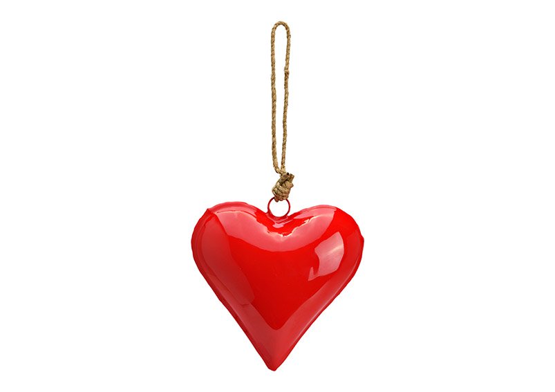 Pendentif cœur en métal rouge (L/H/P) 15x16x6cm