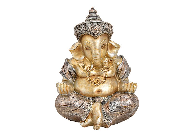 Ganesha aus Poly Champagner (B/H/T) 16x21x16cm