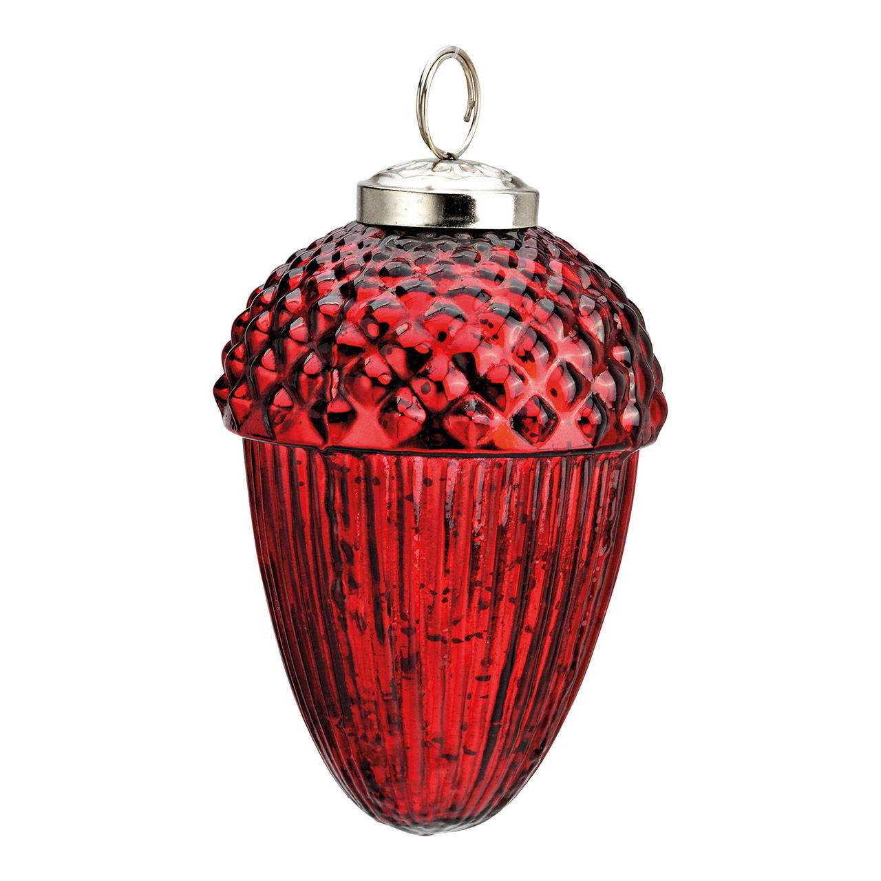 Colgador de Navidad bellota nuez de cristal rojo (A/A/P) 8x12x8cm