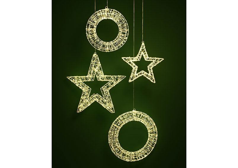 Couronne lumineuse 1440 LED blanc chaud avec minuterie 6/18, adaptateur IP44 en plastique blanc Ø50cm Couronne lumineuse 1440 LED blanc chaud avec minuterie 6/18, adaptateur IP44 en plastique blanc Ø50cm