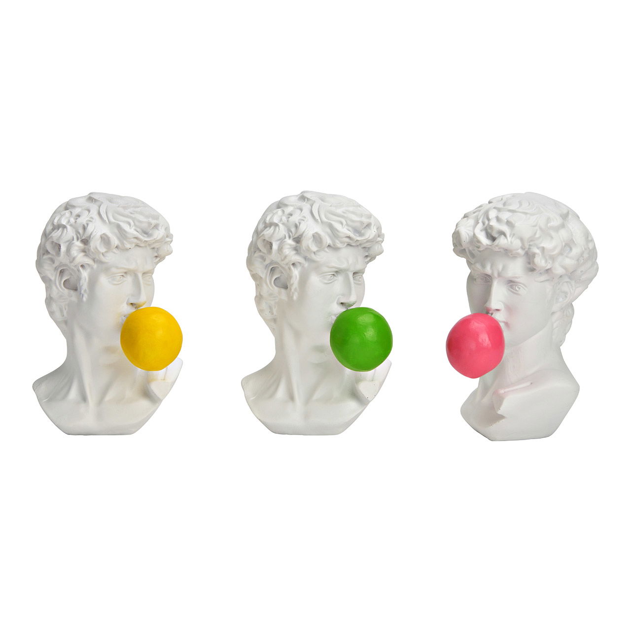 Statue of David with chewing gum bubble made of poly, 3-fold, white (W/H/D) 9x14x9cm