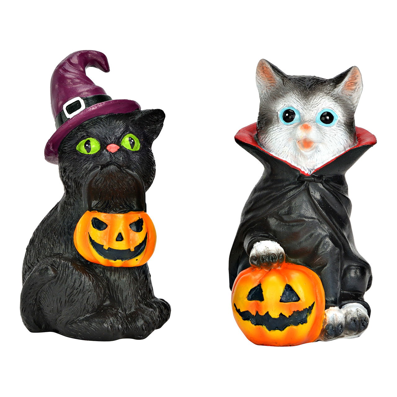 Décor chat d'Halloween en poly, 2 fois, multicolore (L/H/P) 5x10x6cm