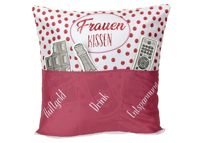 Coussin, Héros du canapé, Coussin pour femme en textile rose/rose (L/H/P) 40x40x8cm