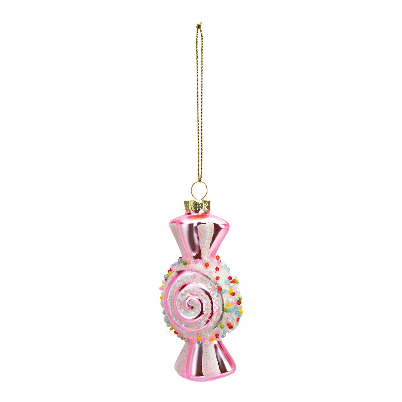 Pendentif de Noël bonbon en verre rose/rose (L/H/P) 5x10x3cm