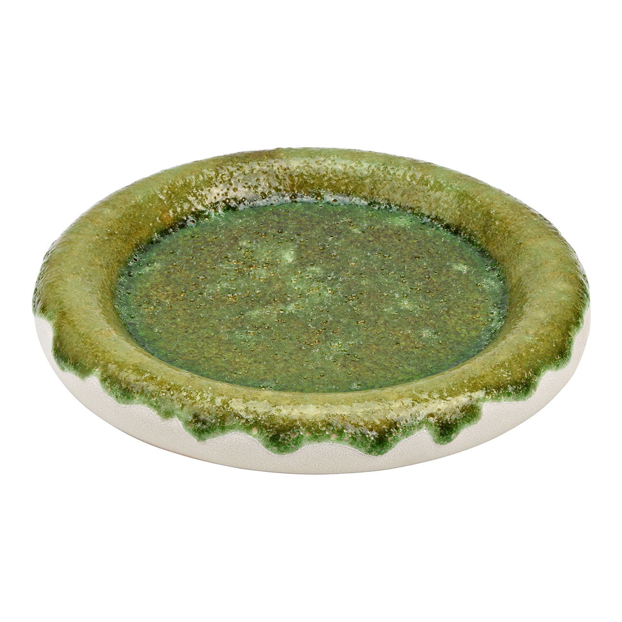 Decorative ceramic plate, green (W/H/D) 24x3x24cm