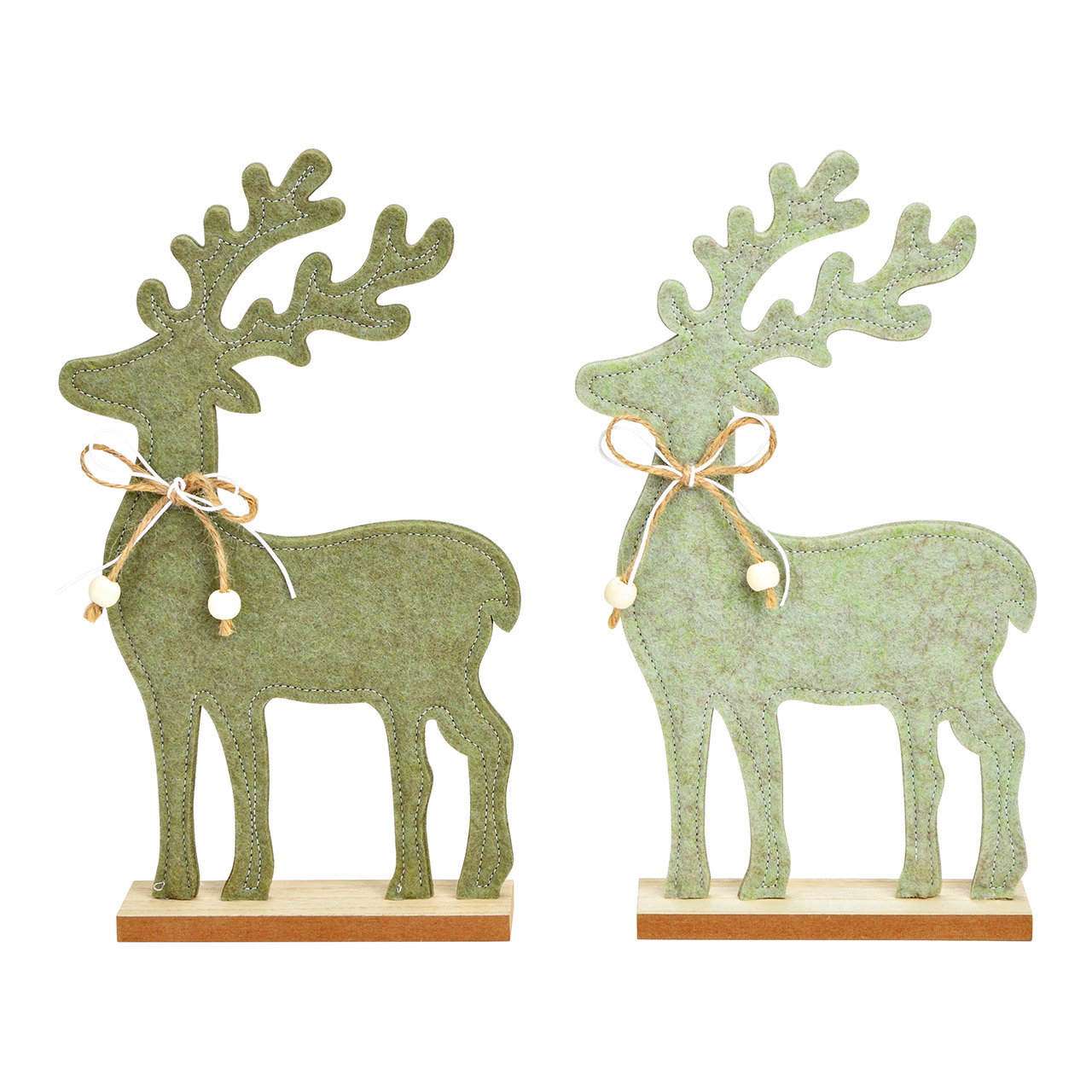 Présentoir cerf en feutre, bois vert 2 fois, (L/H/P) 15x26x4cm Tier, Hirsch, Säugetier, Tierwelt