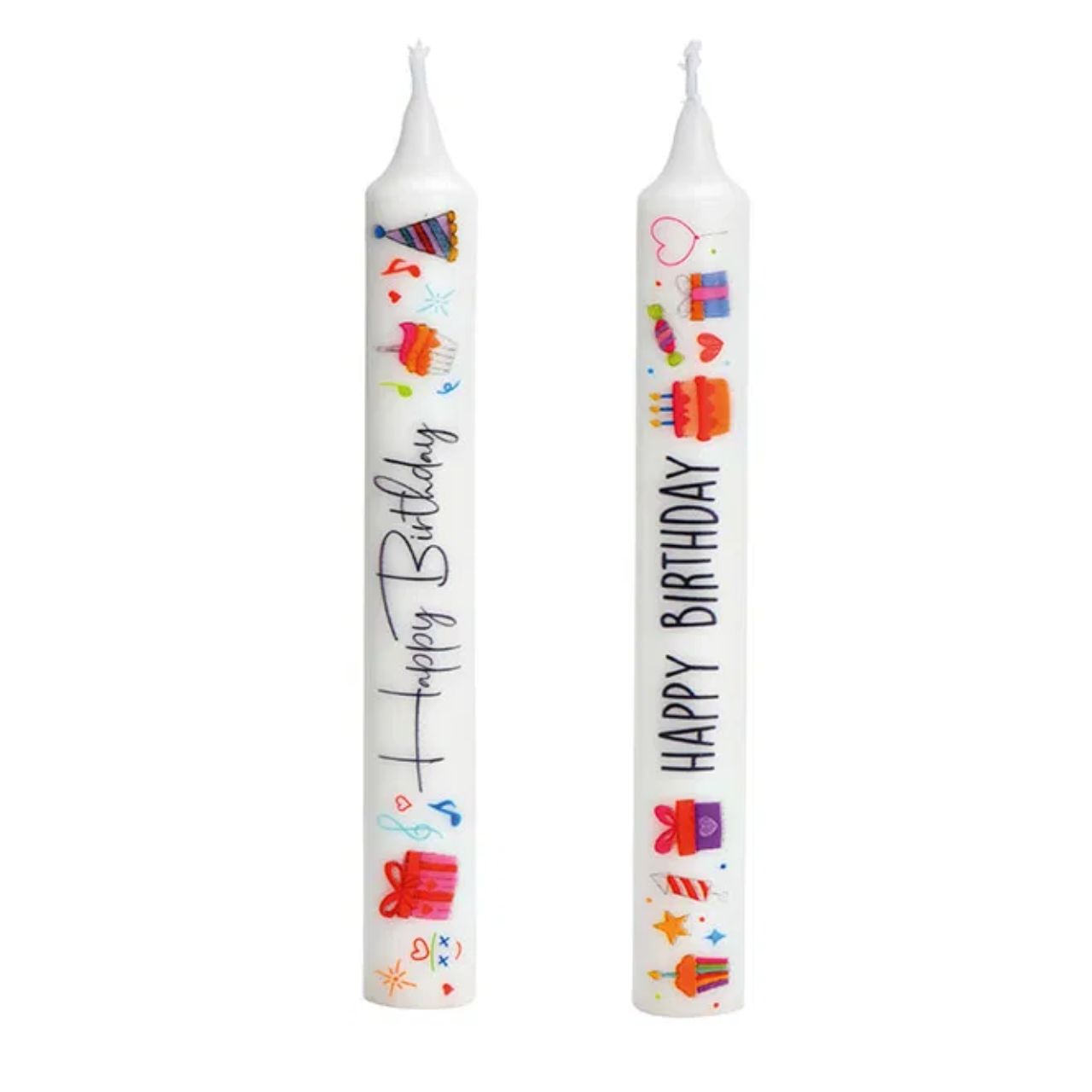 Candles with saying, Happy Birthday, made of wax white 2-fold, (W/H/D) 2x20x2cm Candles with saying, Happy Birthday, made of wax white 2-fold, (W/H/D) 2x20x2cm