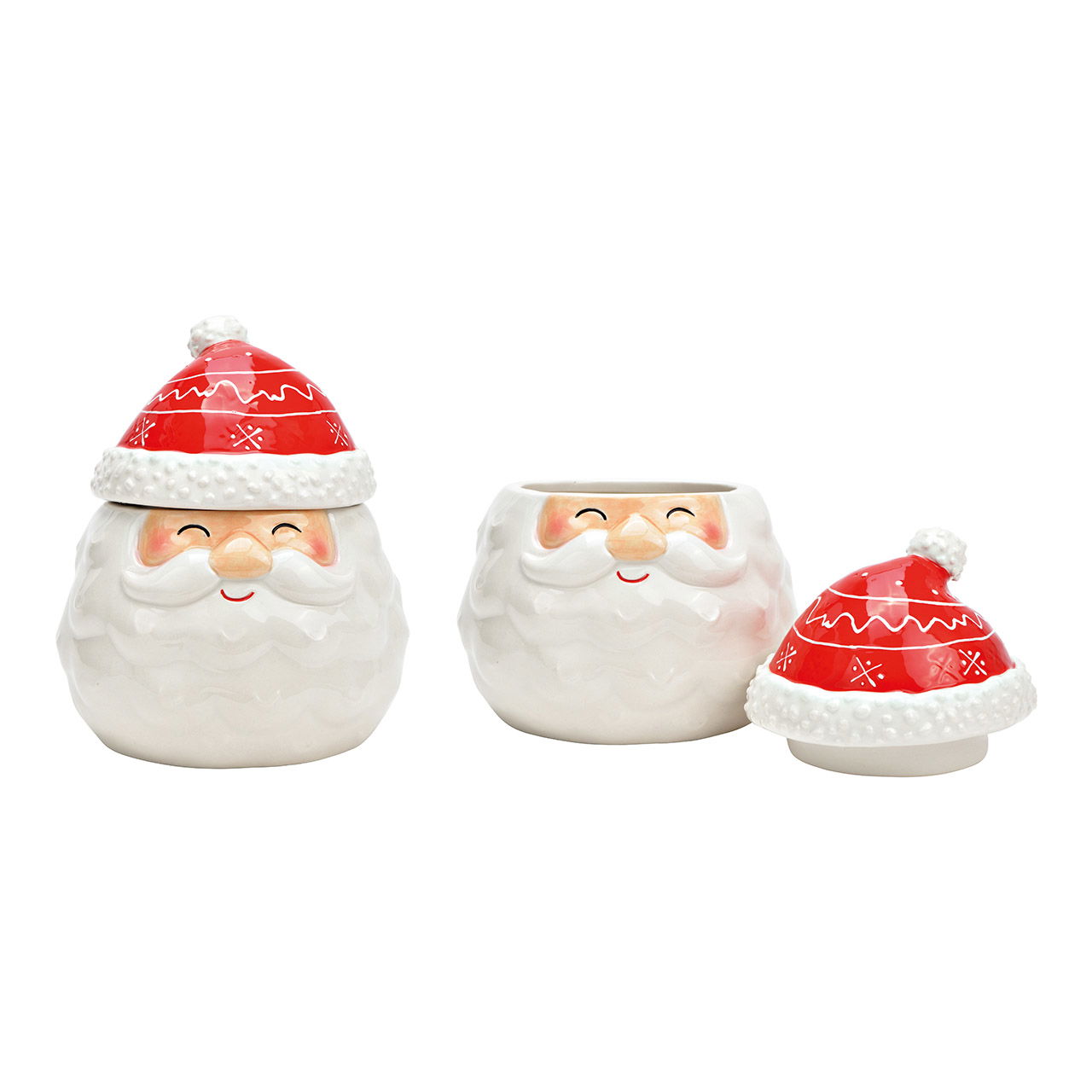 Jar Santa Claus 3D decor made of ceramic red (W/H/D) 13x16x13cm