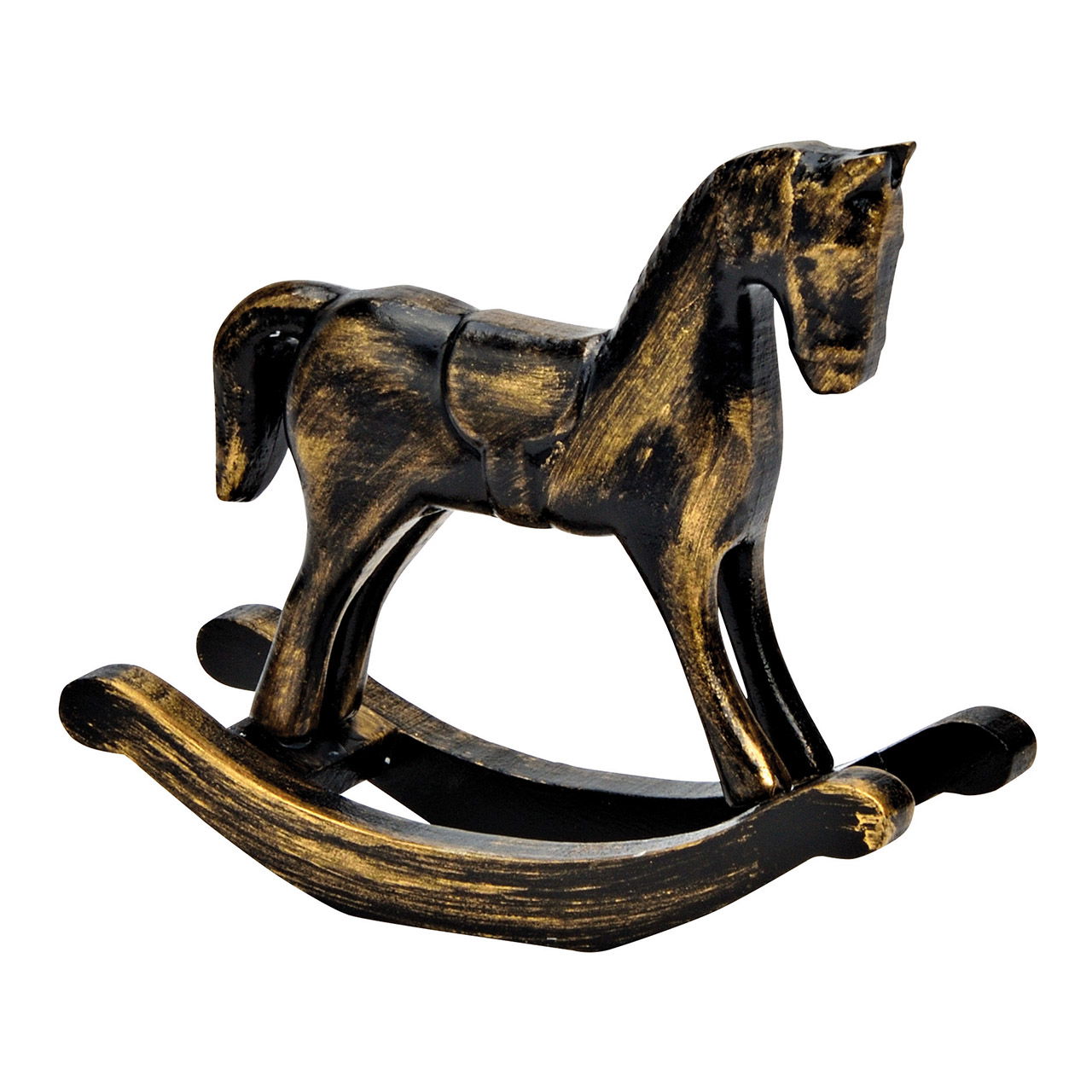 Cheval à bascule en bois Noir, or (L/H/P) 13x11x4cm