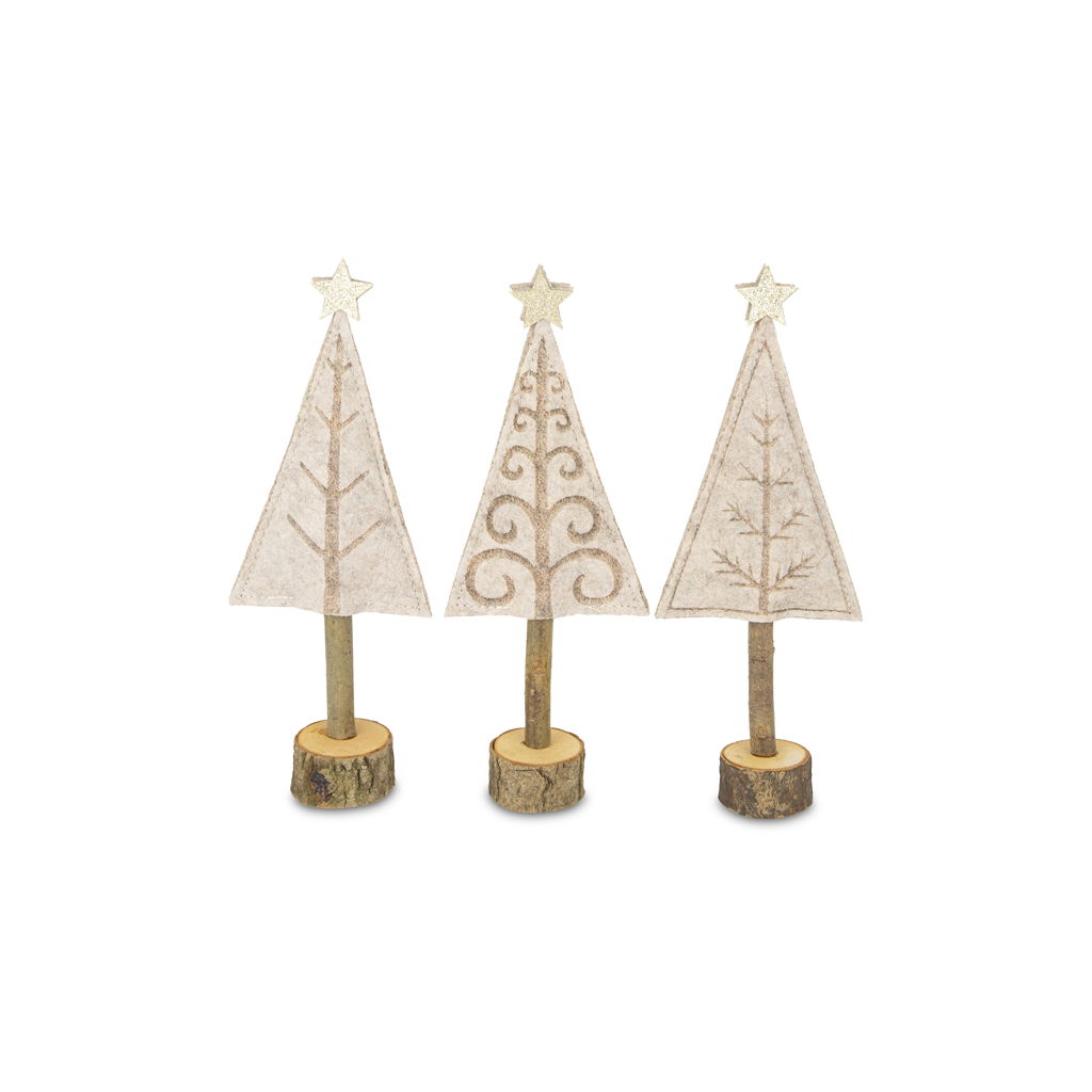 Árbol decorativo de pie, 3 diseños surtidos, fieltro, 8x4x23cm, 1 ud, natural Zubehor, Ohrring, Schmuck