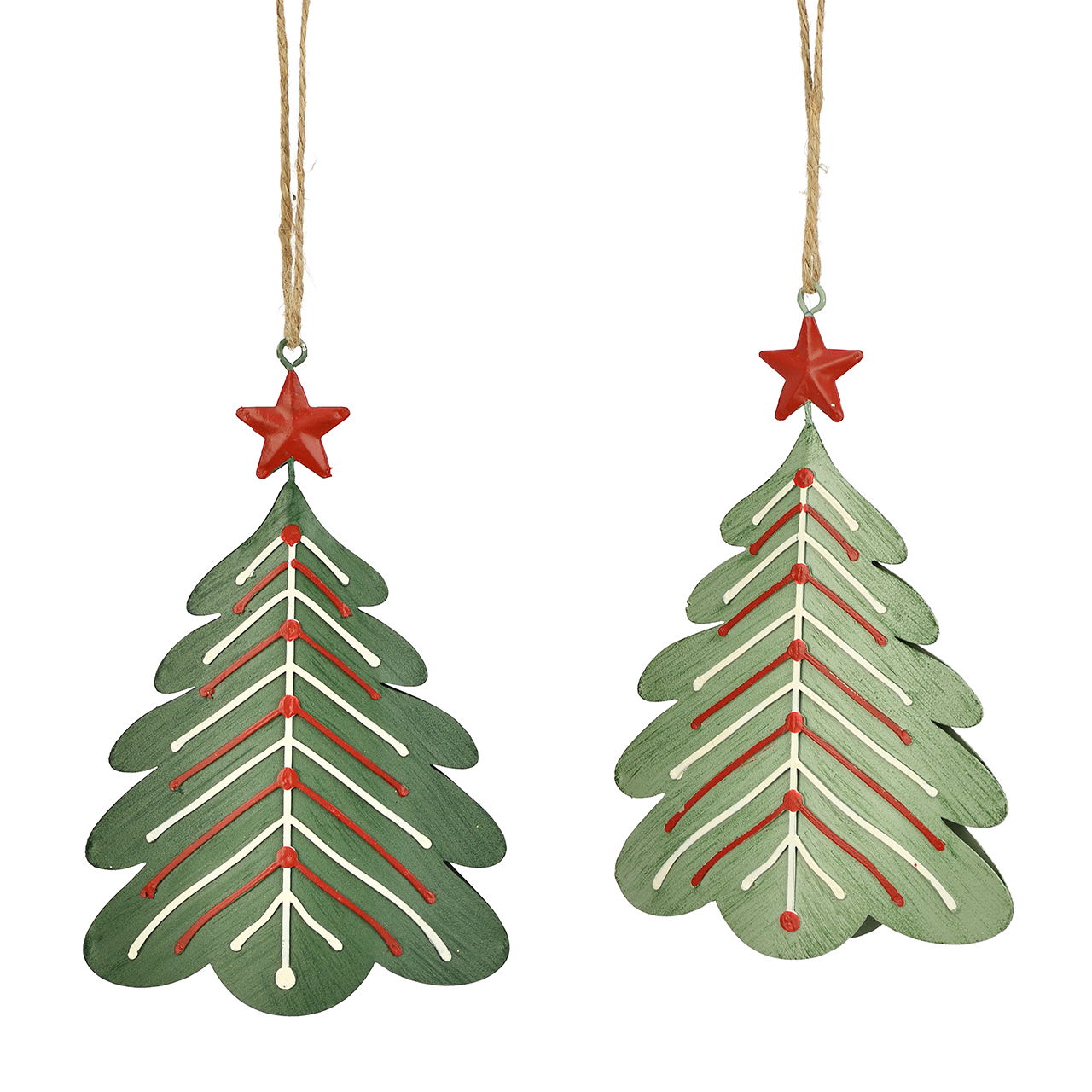 Hänger Tannenbaum aus Metall Grün 2-fach sortiert (B/H/T) 9x14x2cm Zubehor, Ohrring, Schmuck, Ornament