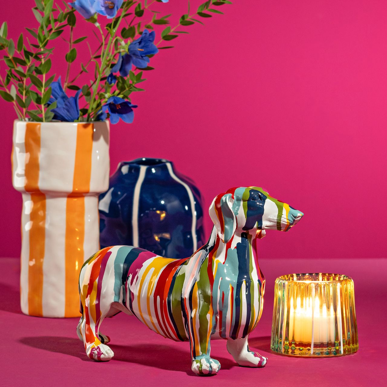 Vase aus Keramik, Blau (B/H/T) 12x12x12cm Vase aus Keramik, Blau (B/H/T) 12x12x12cm