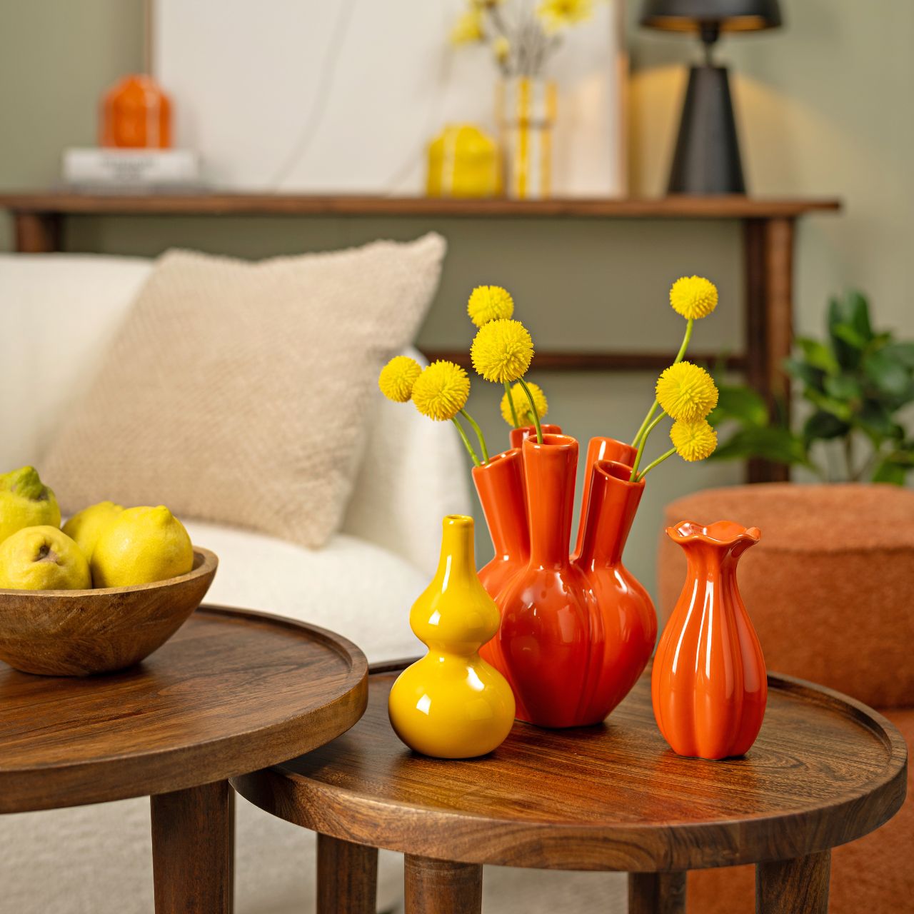 Vase Aglio aus Keramik, Orange (B/H/T) 15x20x15cm Vase Aglio aus Keramik, Orange (B/H/T) 15x20x15cm