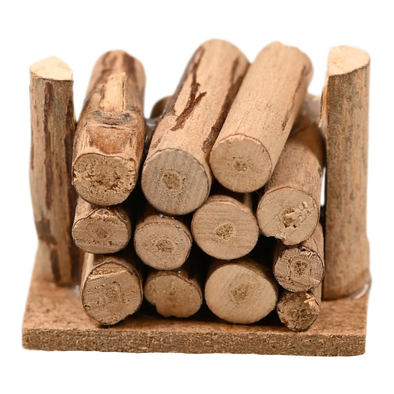 Secret Santa door display accessory, pile of wood, made of natural wood (W/H/D) 3x4x3cm