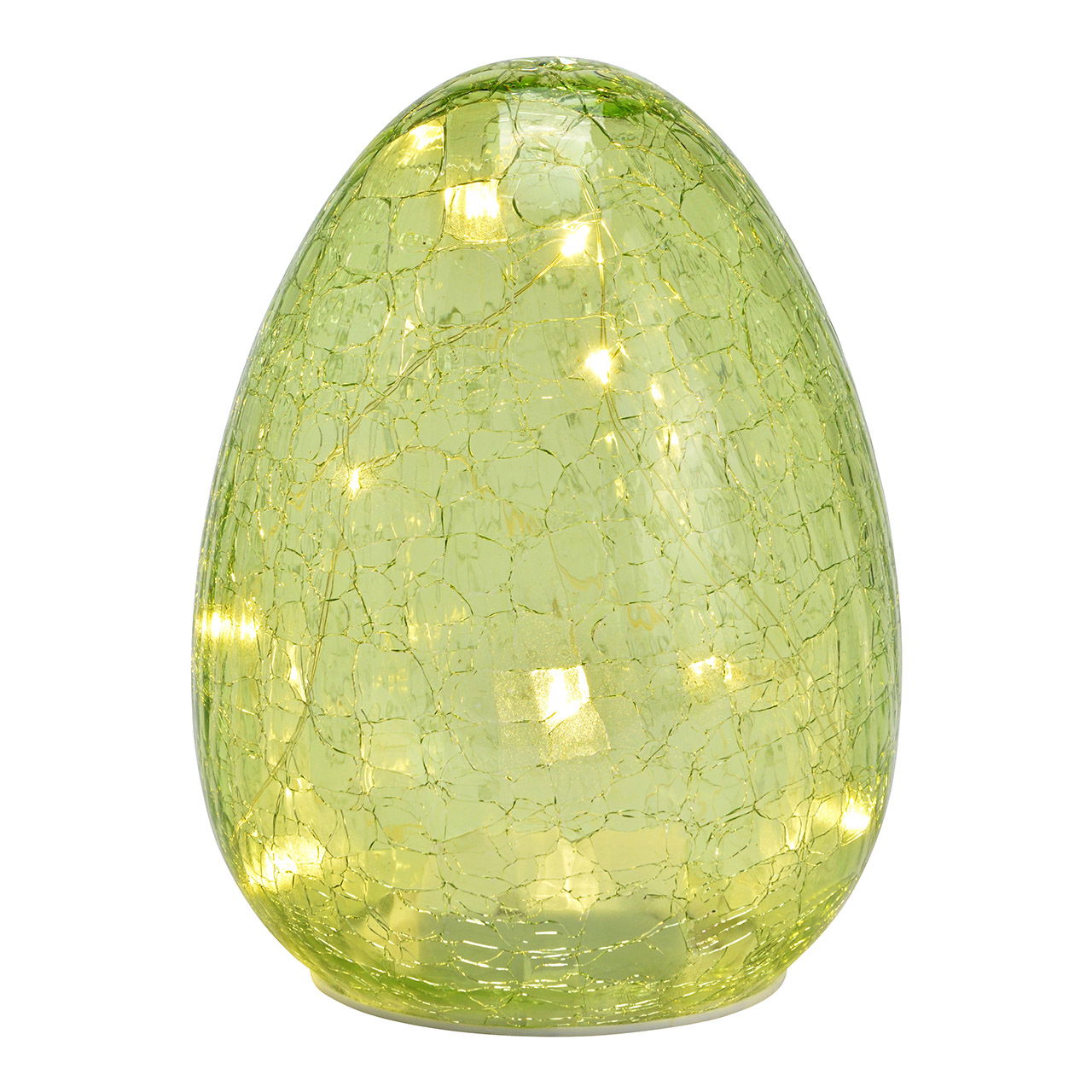 Oeuf de Pâques décoratif avec 15 LED/timer en verre, vert (L/H/P) 12x16x12cm Fonctionnement sur piles 3xAA non incluses Oeuf de Pâques décoratif avec 15 LED/timer en verre, vert (L/H/P) 12x16x12cm Fonctionnement sur piles 3xAA non incluses