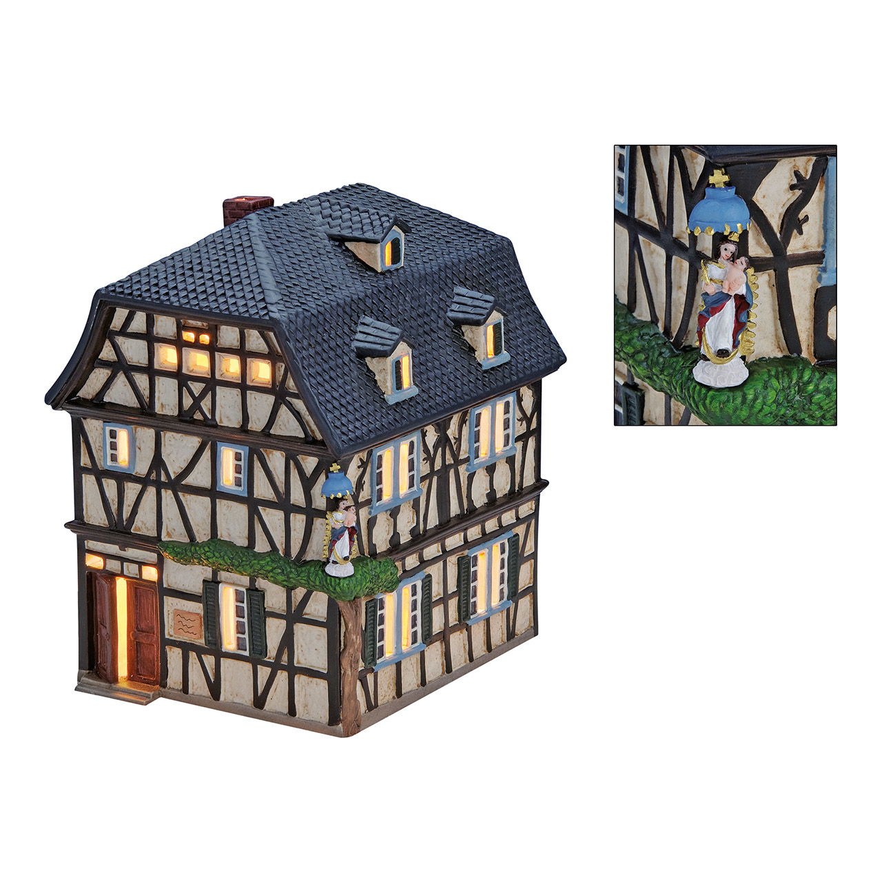 Casa del ángel de la guarda en Unkel de porcelana, W13 x D15 x H19 cm