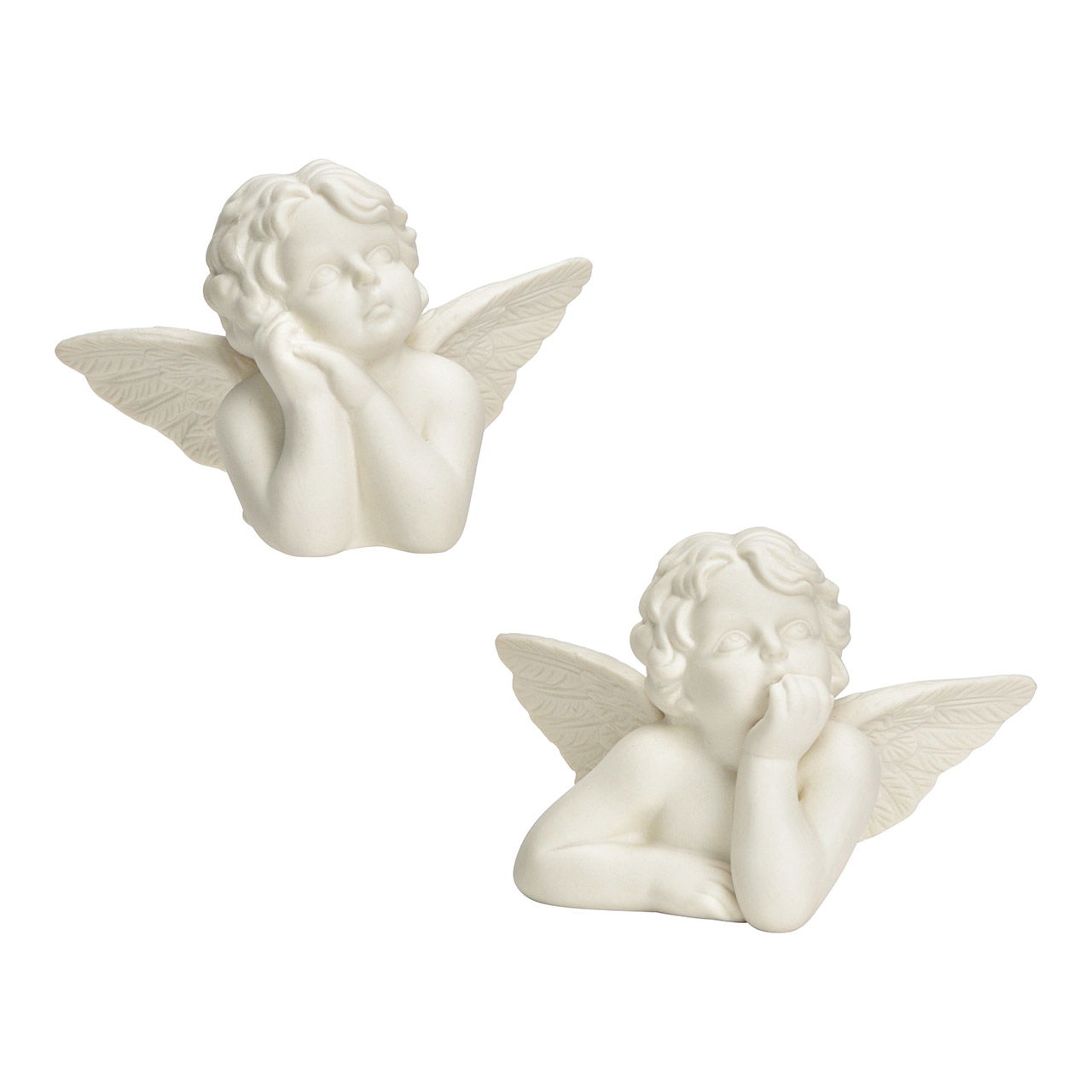 Ange en porcelaine, 2 fois, blanc (L/H/P) 11x7x6cm