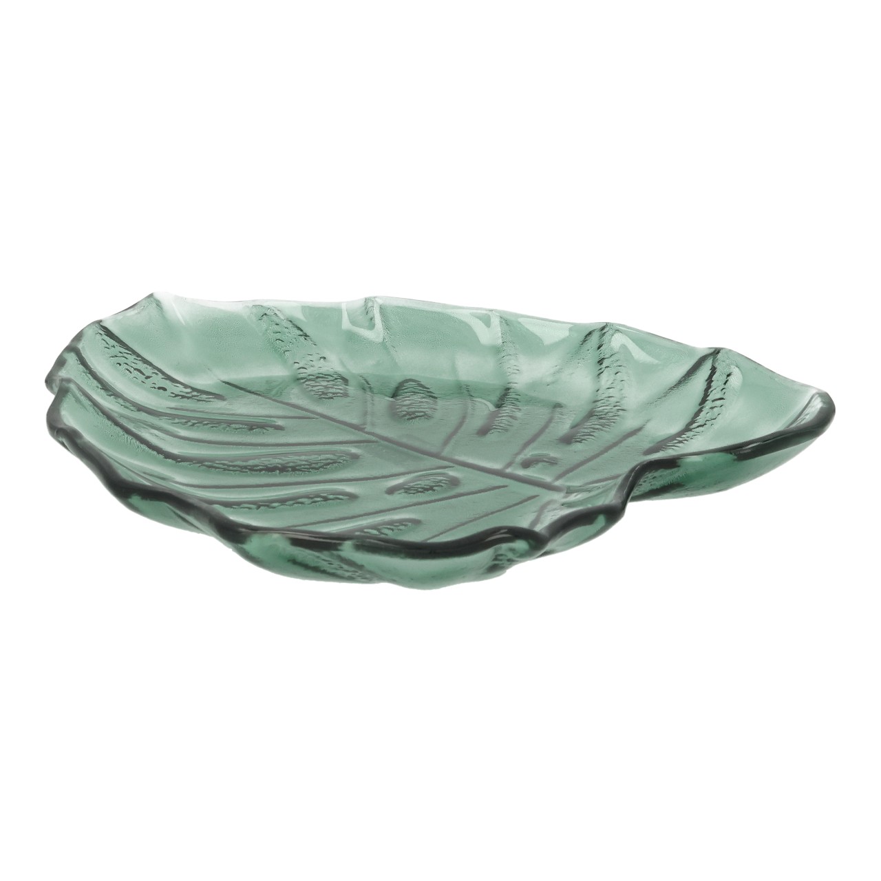 Teller, Blattform, Glas, Grün, Dekor
