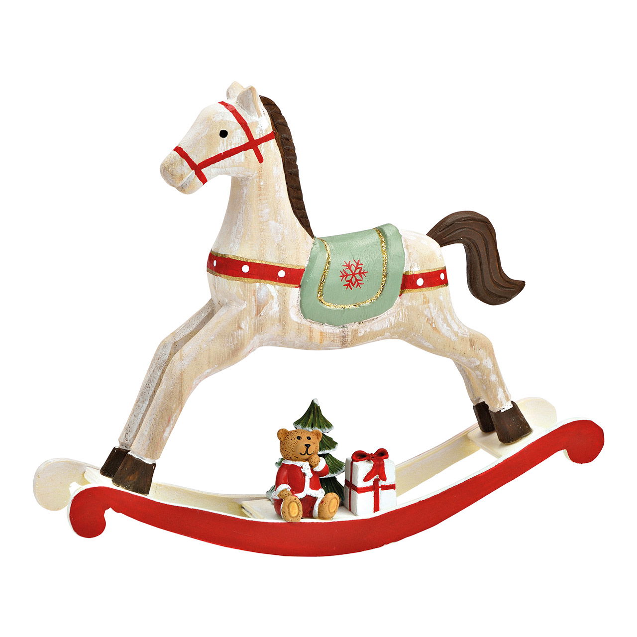 Wooden rocking horse, colorful (W/H/D) 21x18x4cm