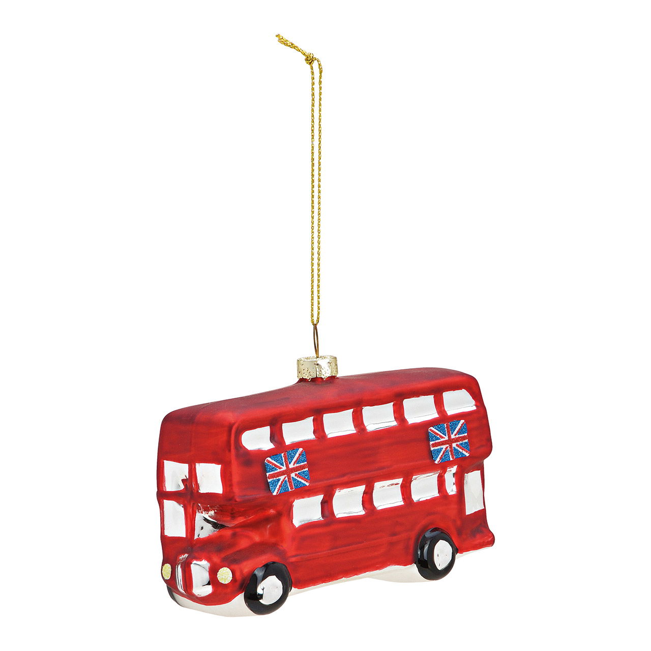 Weihnachtshänger London Bus aus Glas, Rot (B/H/T) 11x7x4cm