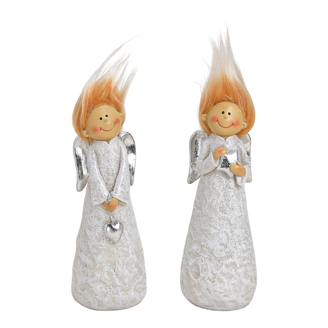 Angelo in polietilene bianco, argento 2 pieghe, (L/H/D) 6x18x5cm Angelo in polietilene bianco, argento 2 pieghe, (L/H/D) 6x18x5cm