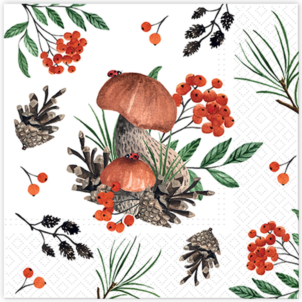 Servilleta de papel/cartón con decoración de setas, 3 capas, paquete de 20, colorido (ancho/alto) 33x33cm Servilleta de papel/cartón con decoración de setas, 3 capas, paquete de 20, colorido (ancho/alto) 33x33cm