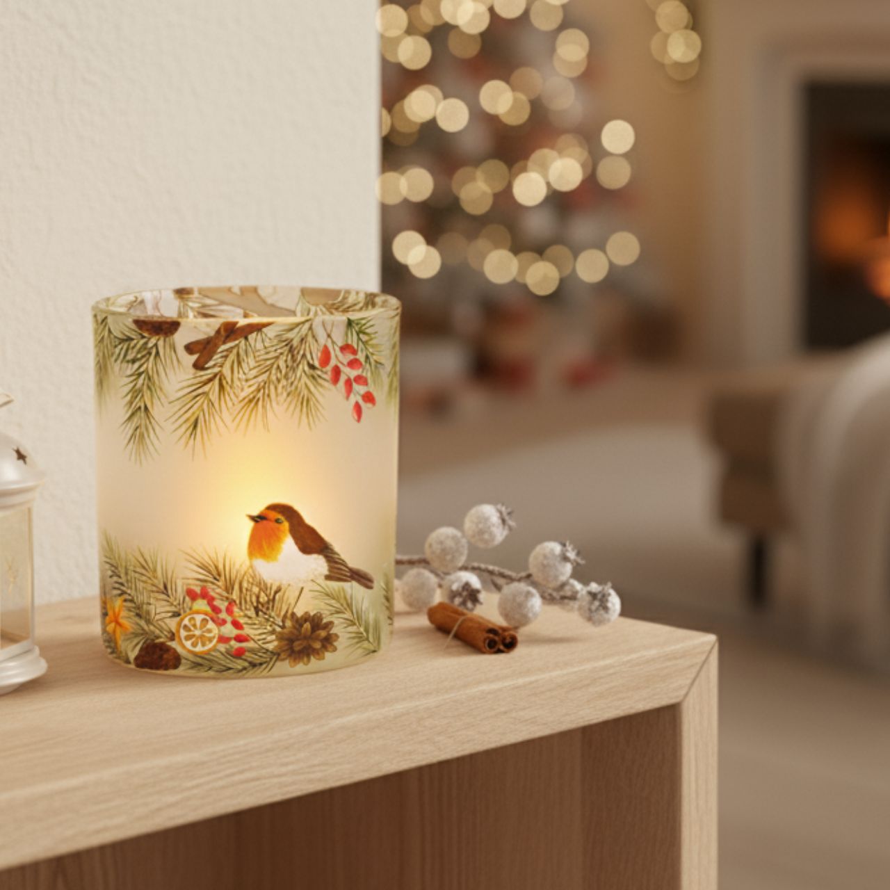 Lanterna porta tealight abete uccello in vetro bianco (L/H/D) 7x8x7cm Lampe, Lampenschirm, Tier, Vogel