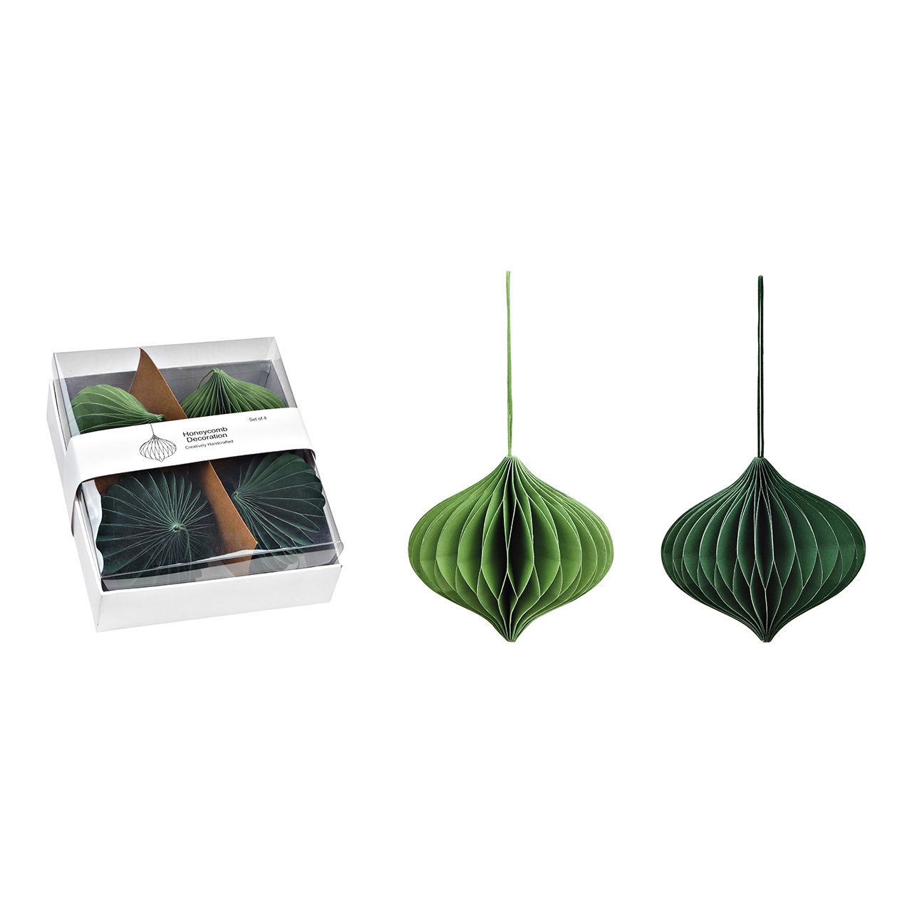 Suspensions Honeycomb en papier/carton, set de 4, vert Ø9cm (L/H/P) 17x8x17cm Suspensions Honeycomb en papier/carton, set de 4, vert Ø9cm (L/H/P) 17x8x17cm