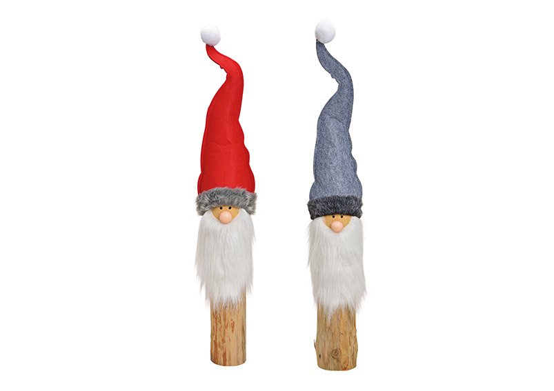 Kerstman van vilt, hout Rood, grijs 2-voudig, (B/H/D) 13x80x10cm