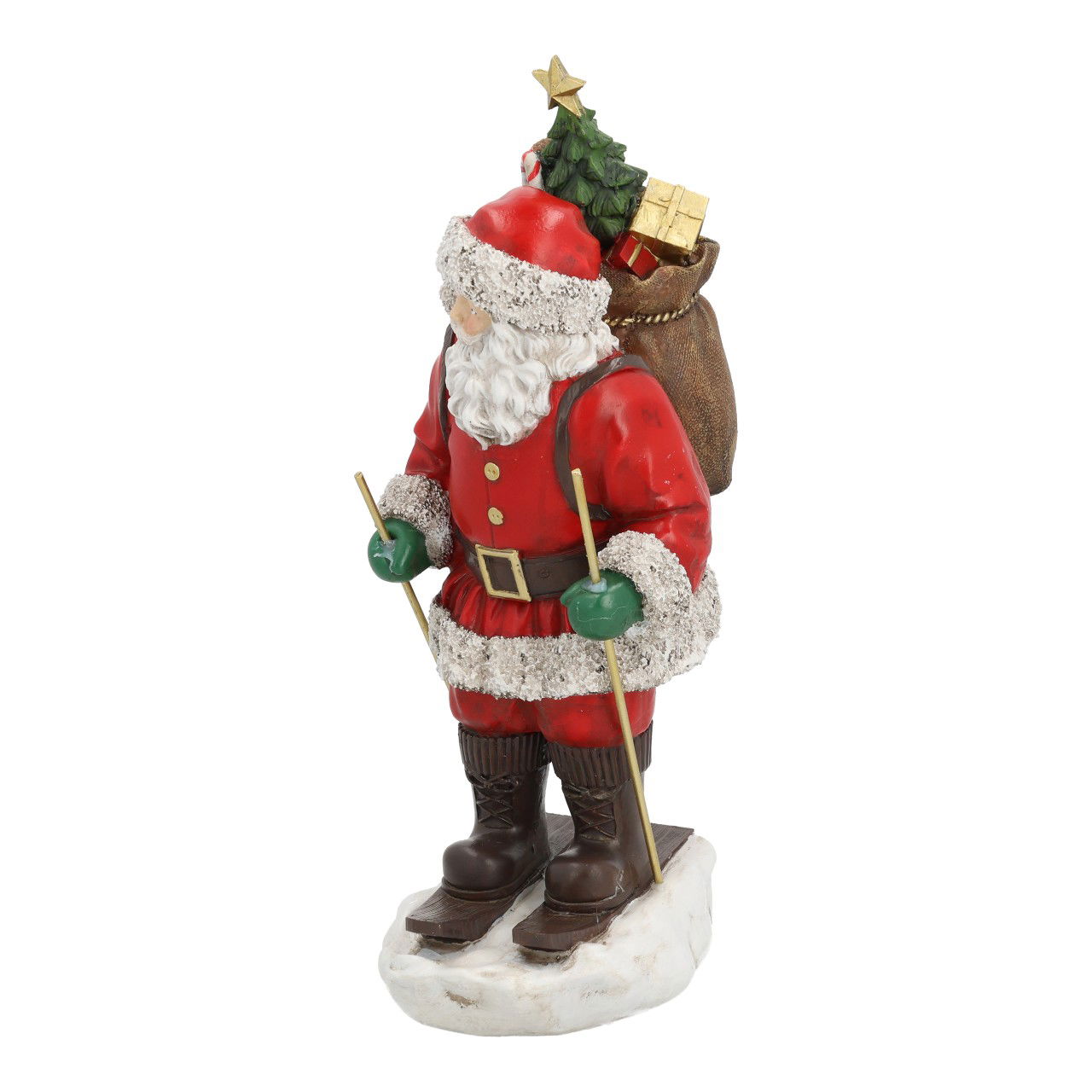 Santa Claus on skis made of poly colorful (W/H/D) 14x30x11cm Figur, Person, Nussknacker