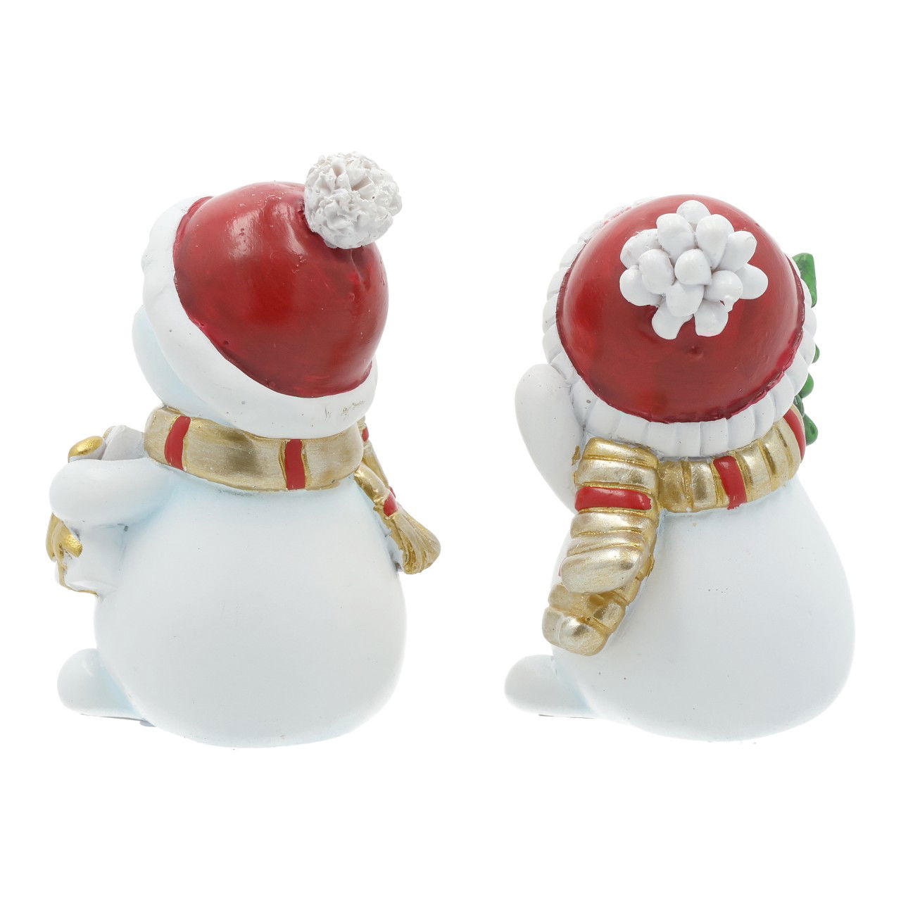 Bonhomme de neige avec sapin/cadeau en poly blanc 2 fois assorti (L/H/P) 5x8x4cm Natur, Im Freien, Winter, Schnee, Schneemann