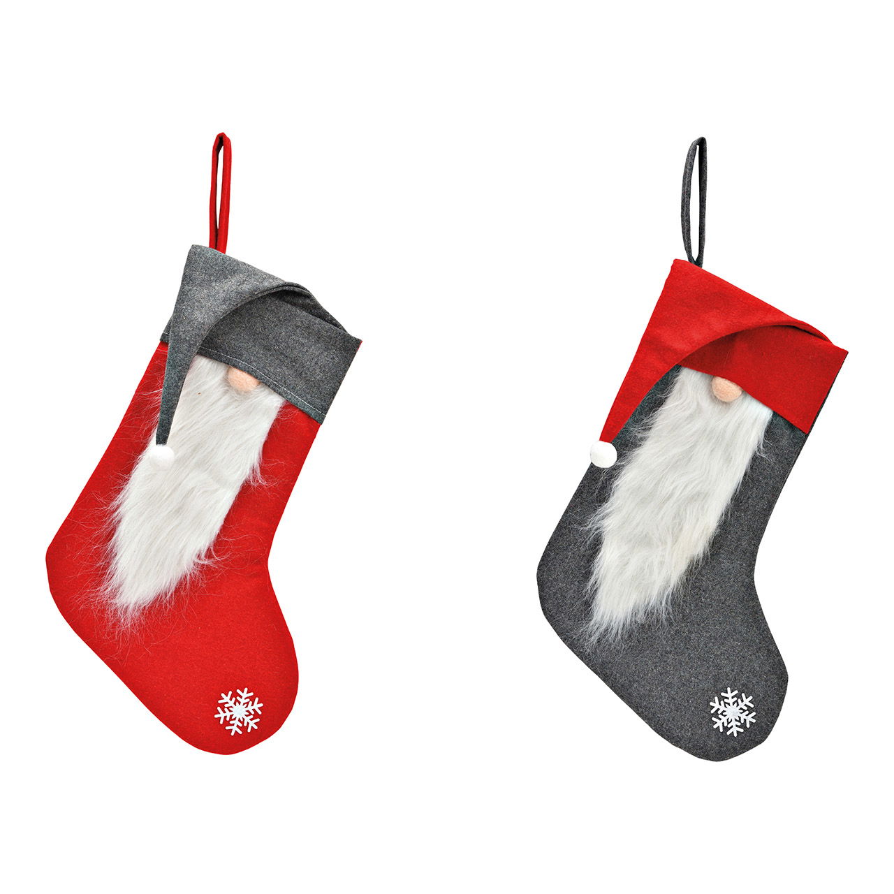 Santa Claus boot of textile red, gray 2-fold, (W/H) 26x40cm