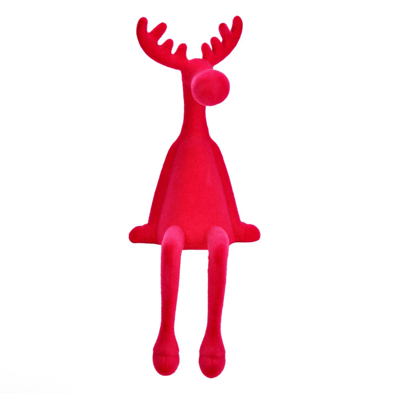 Edge stool flocked deer made of plastic, red (W/H/D) 12x32x11cm