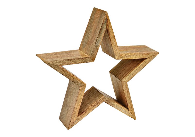Aufsteller Stern aus Mangoholz natur (B/H/T) 34x33x9cm