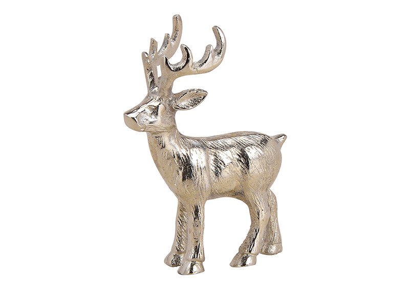 Cervo in argento metallico (L/H/D) 14x18x6cm