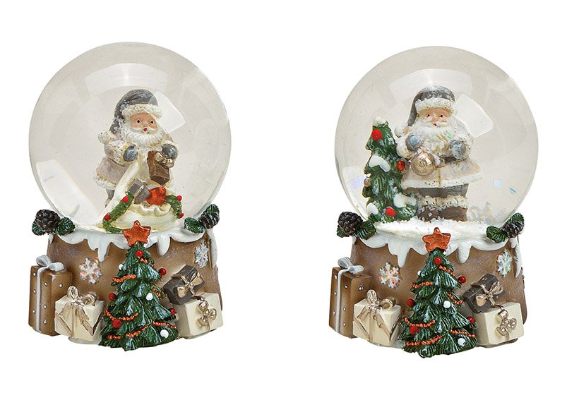 Snow globe santa made of poly, glass gray 2-fold, (w / h / d) 4x6x4cm