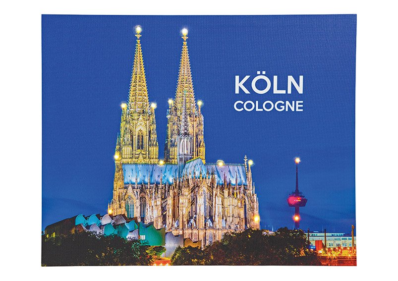Tableau mural Cologne avec 14 LED multicolores (L/H/P) 40x50x2cm