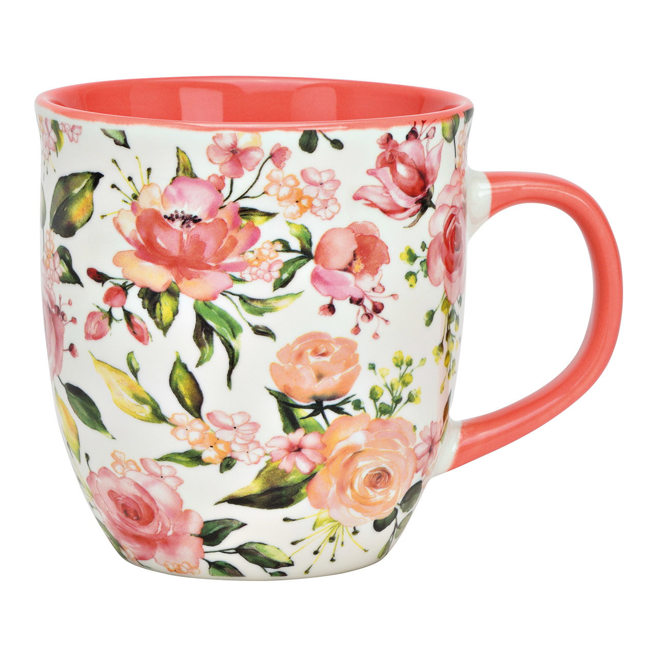 Taza de porcelana decoración de flores rosa/rosa (A/A/A) 14x11x11cm, 410ml Taza de porcelana decoración de flores rosa/rosa (A/A/A) 14x11x11cm, 410ml