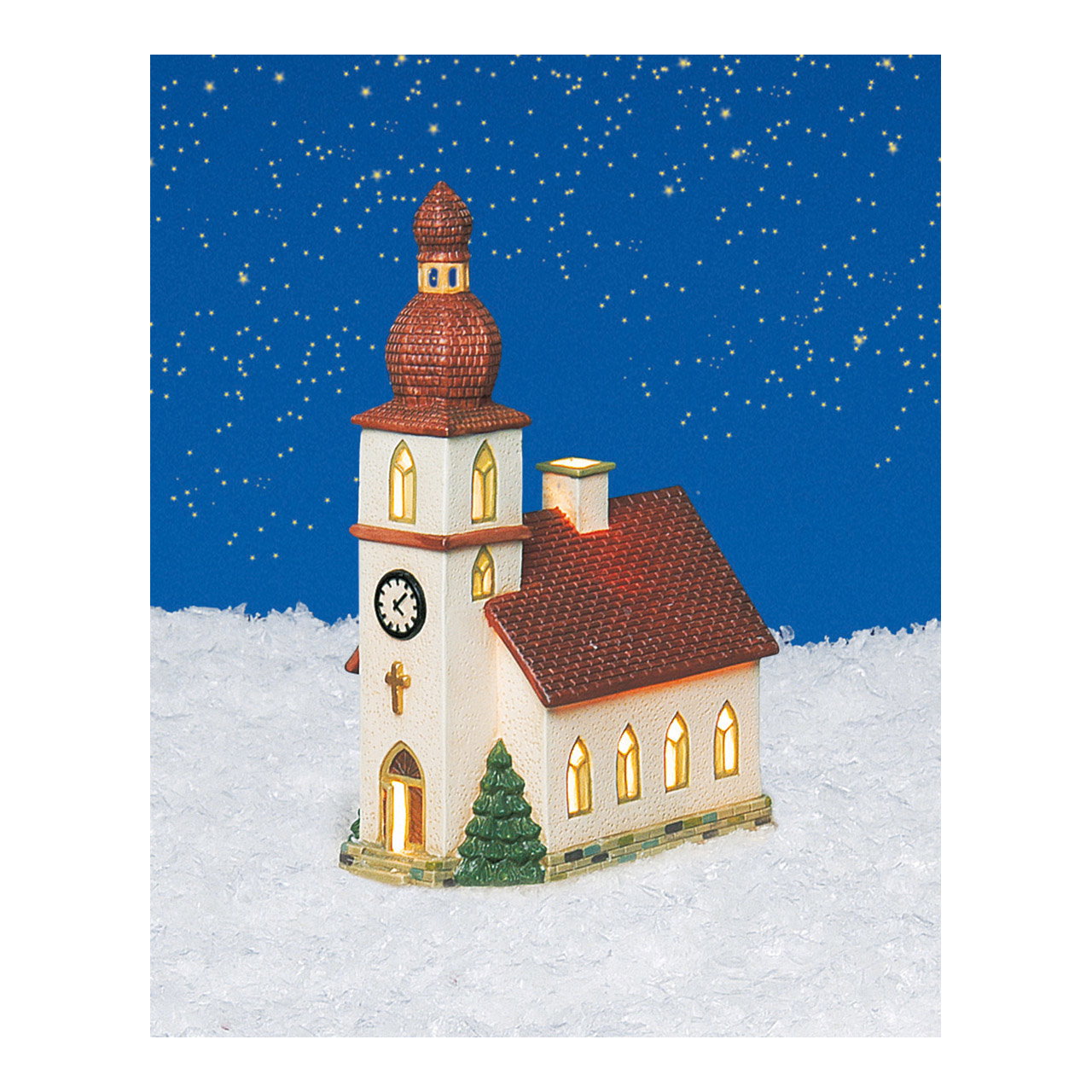 Wurm Lichthaus Kirche in Ramsau aus Porzellan, Bunt (B/H/T) 14x21x8cm Kirche, Miniatur, Weihnachtsdeko, Dekohaus, Türme