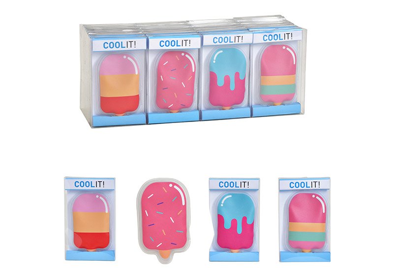 Cold pack, cooling pad ice from plastic Colorful 4-fold, (W/H/D) 7x12x1cm