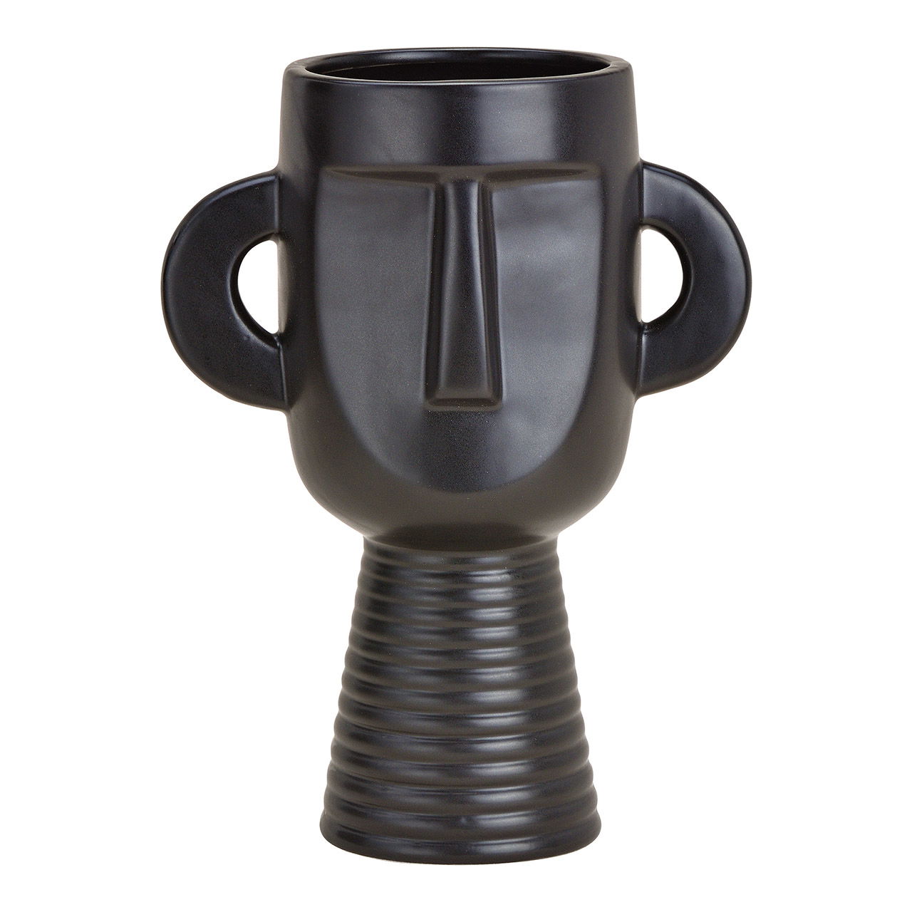 Vaso a forma di faccia in ceramica nera (L/H/D) 17x24x11 cm