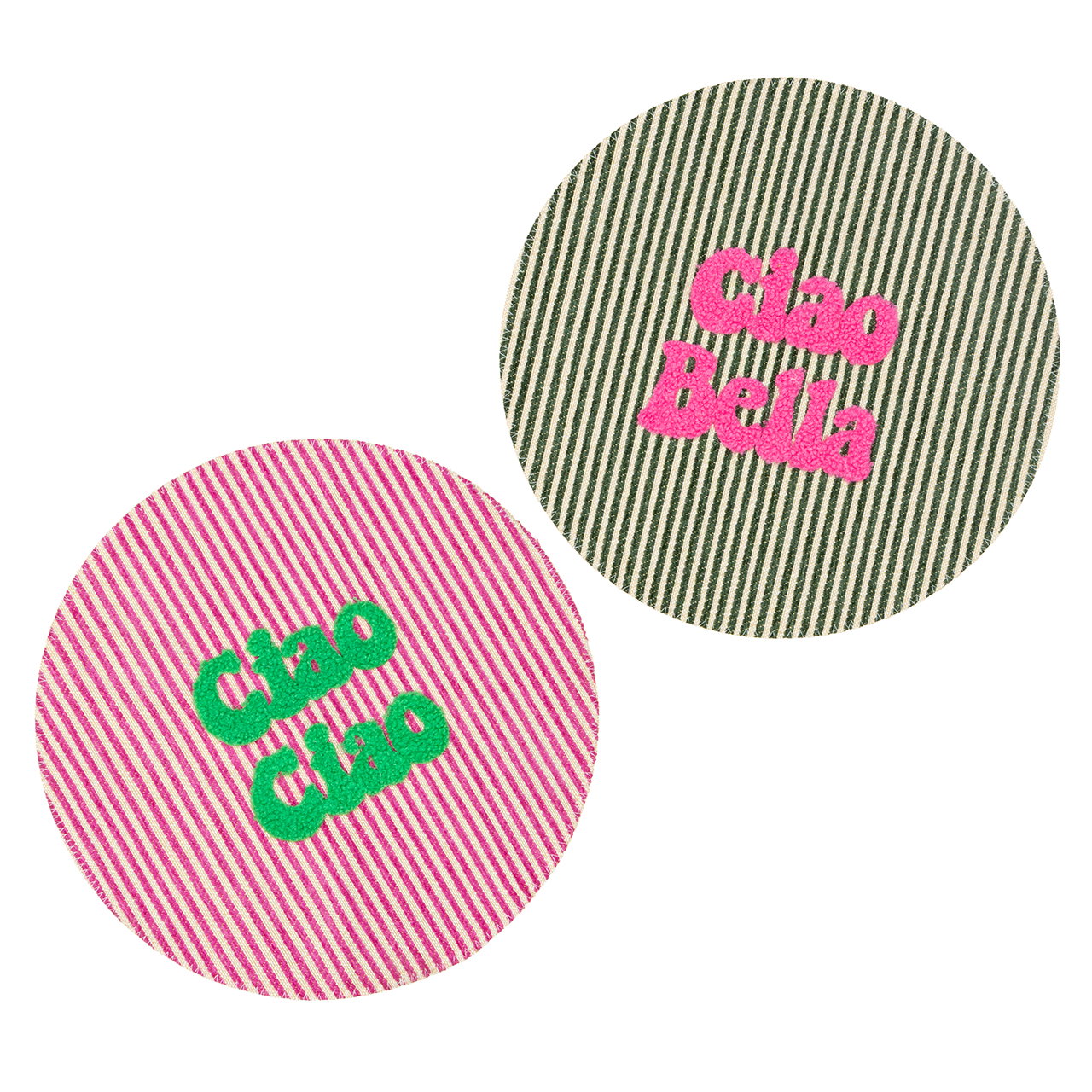 Knöchel-Socken, Streifenmuster, Stoffpatch, rosa/green, Clao Bella logo