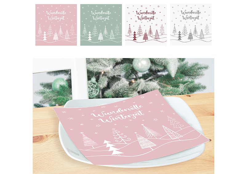 Paquete de 20 servilletas de Navidad de 3 capas de papel/cartón de colores de 4 capas, (A/A) 33x33cm