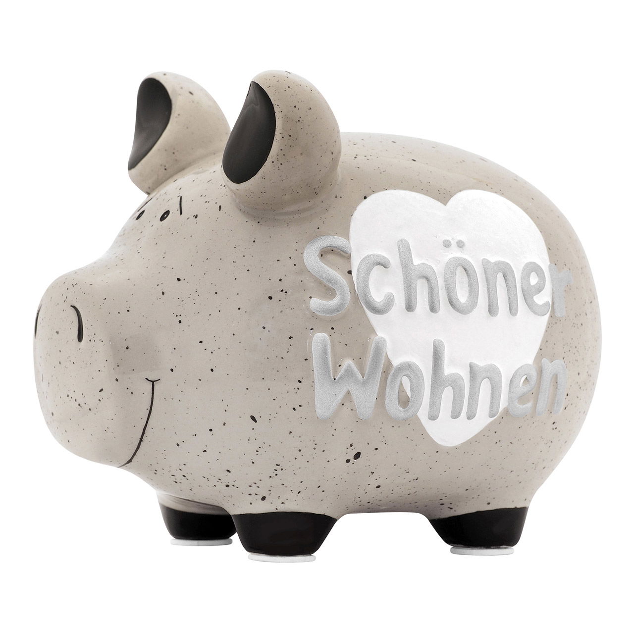 Kasicka Company Kasicka „Schöner Wohnen“ z keramiky, šedá/bílá (Š/V/H) 17×15×15 cm Strední velikost Sparschwein